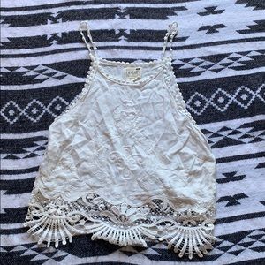 Lace pattern white tank.
